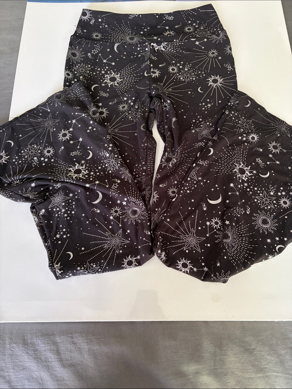 No Boundaries Black Leggings with White Celestial Print
